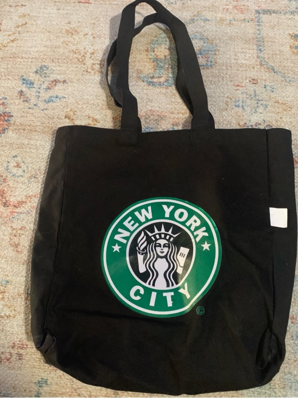 Starbucks Black Canvas Tote with Green Logo Accent
